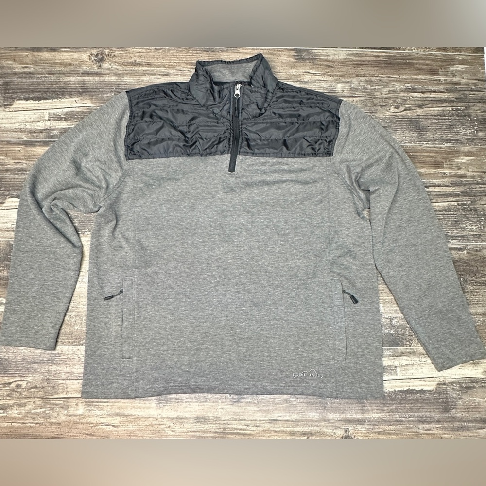 Eddie Bauer Quarter Zip - Men's Gray and Black - XL - GUC